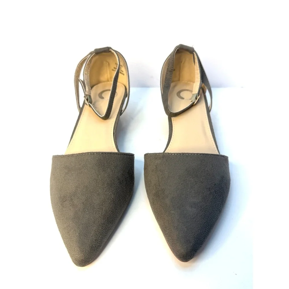 Journee‎ Collection Women's Arkie Pointed Toe Demi Wedges Size 10 Gray NWT/BOX